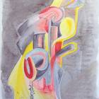 Tante Marcelle 2, Aqua-Wachspastell, 18 x 25 cm